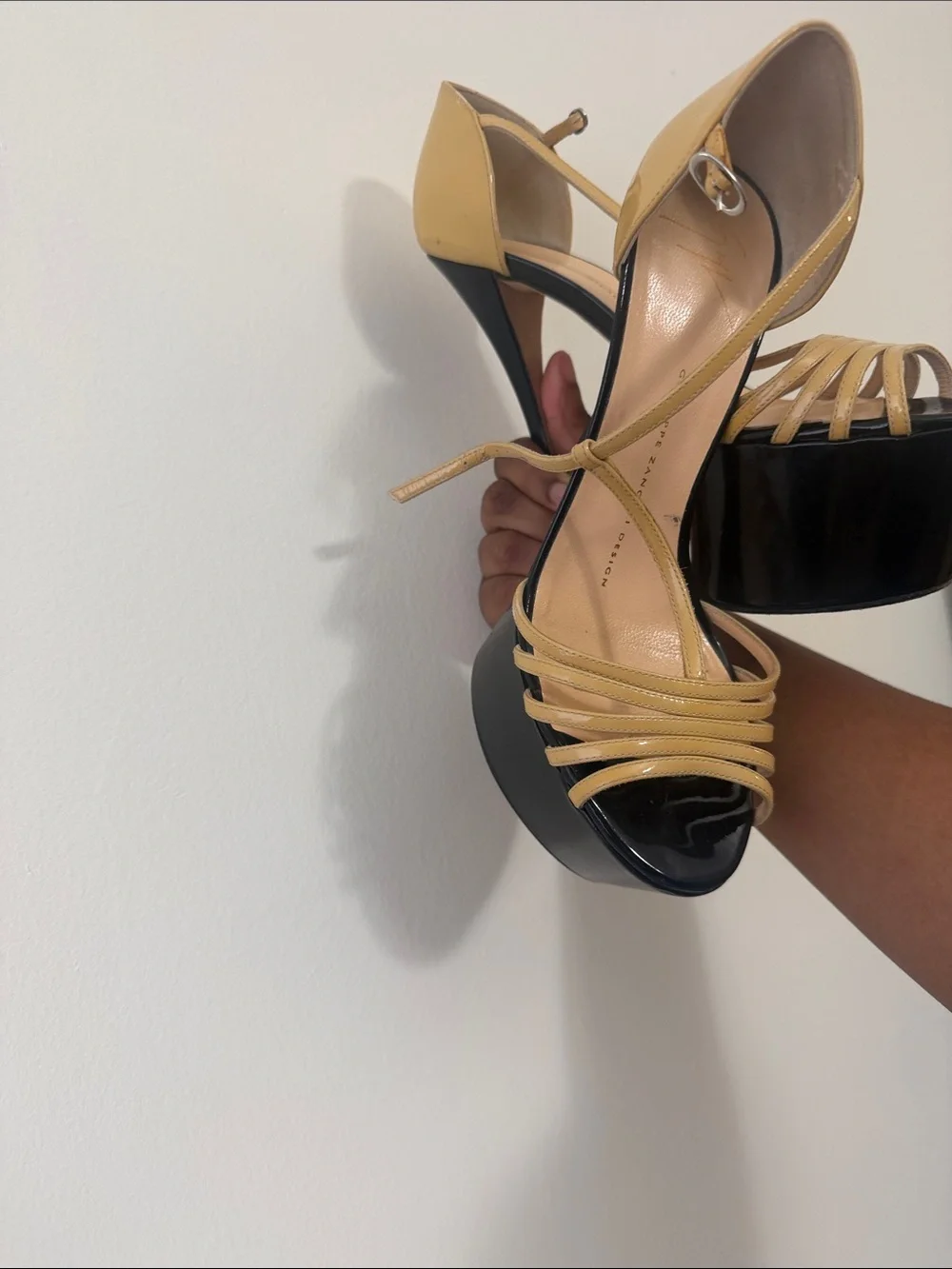 Giuseppe Zanotti Yellow and Black Strappy Platform Sandals